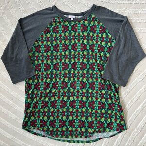 LuLaRoe | Randy Top | Green/Red Geometric